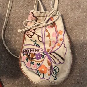 Lucky Brand embroidered crossbody fabric purse